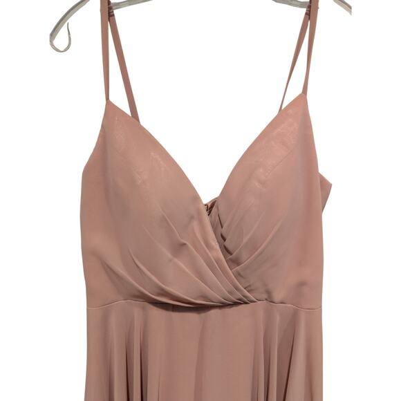 VIP Bridal Bridesmaid Blush Pink Long Formal Gown Spaghetti Strap A-Line 10 - Picture 2 of 11